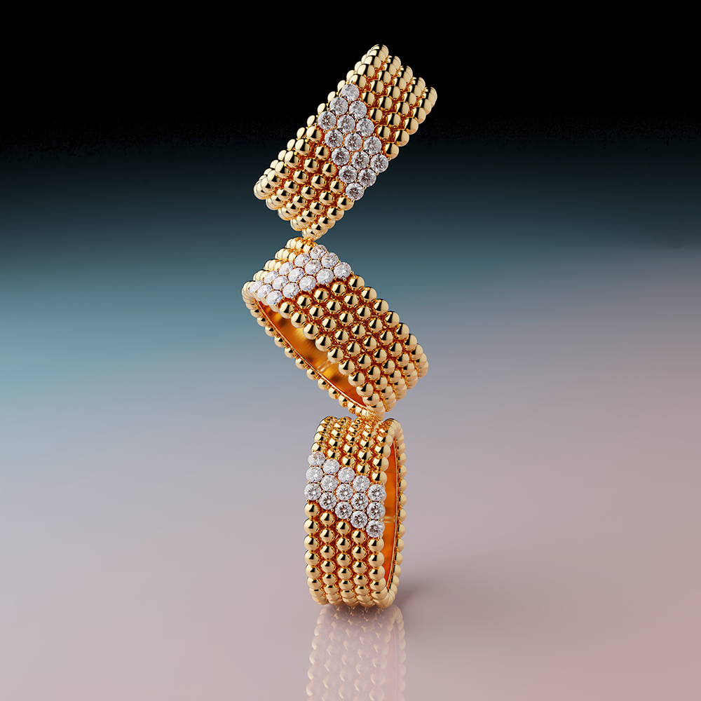 Photorealistic 3D render of a high-end jewelry