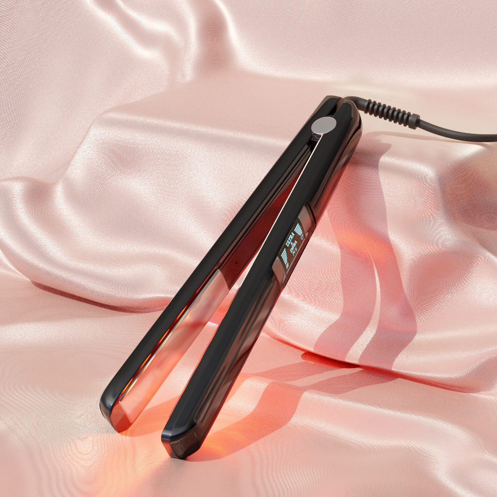 3D rendering of a cold iron placed on silky surface, created for product marketing