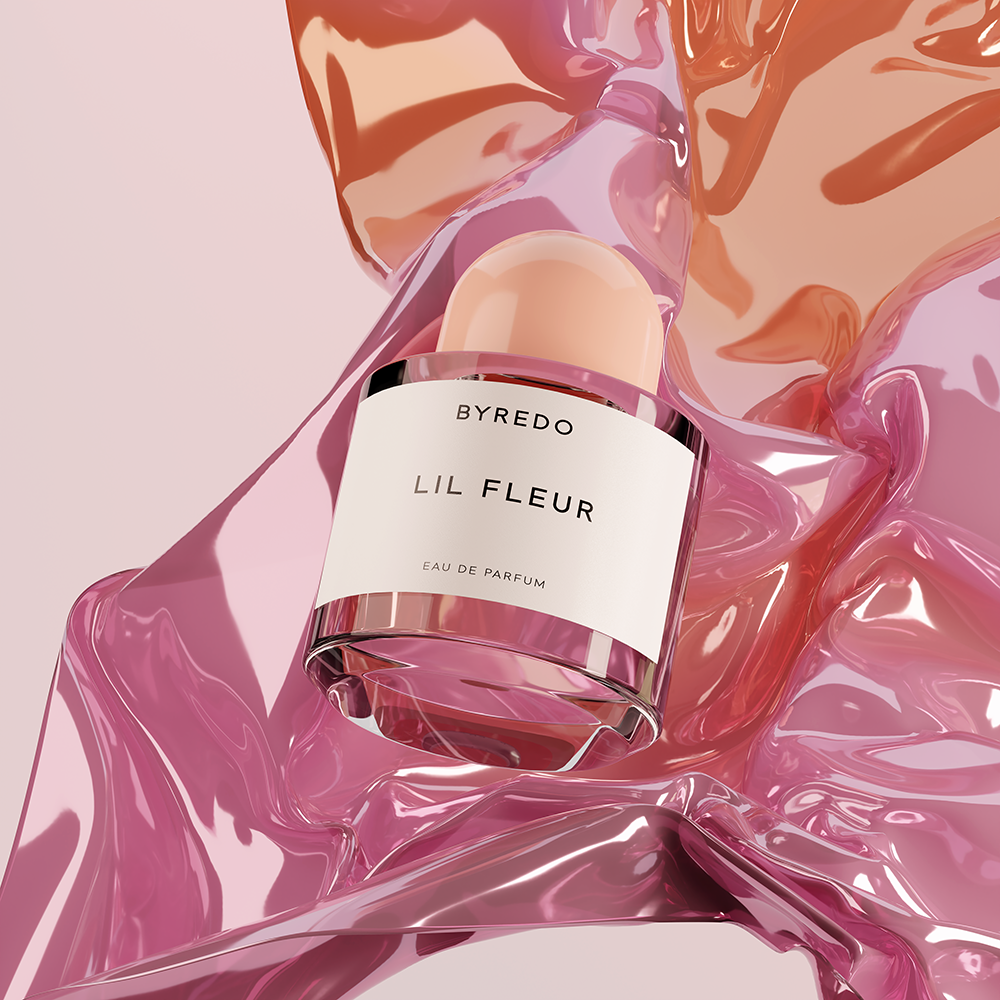 photorealistic 3d render of perfume bottles